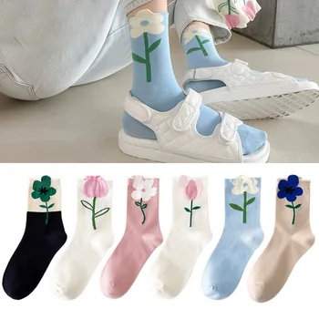 1 Pár Žien Ponožky Cartoon Kvet Candy Farby Harajuku Priedušný Dizajn, Kórejský Štýl Japonských Pohodlné Ponožky Nové