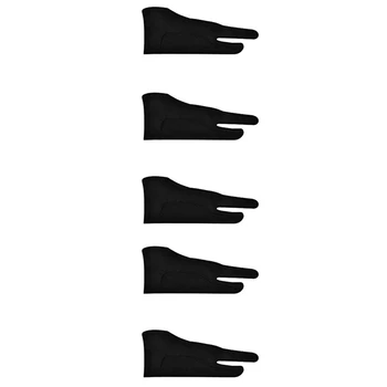 10 Pack Umelec Rukavice Pre Tablety Digitálne Kreslenie Rukavice Dva Prsty Zahustiť Palm Odmietnutie Rukavice Pre Grafiku Pad (M)