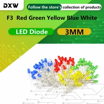 100-500pcs/Veľa 3mm LED Svetelné Diódy Červená Zelená Žltá Modrá Biela LED Okruhu Použité pre Vedecký Projekt Experimentálneho Komponentov