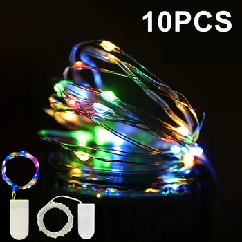 10pcs Garland DIY Svadobné Party Svetlo CR2032 Víla Svetlo LED Medený Drôt String Svetlá Domov Vianoce Záhrada Dovolenku Dekorácie