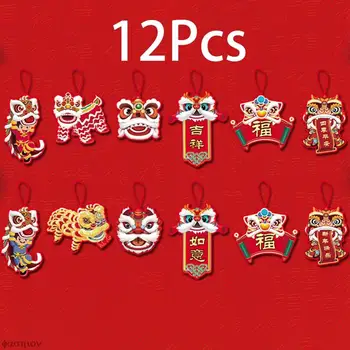 12pcs/veľa Čínsky Nový Rok Dekorácie 2023 Tiger Lunárny Prívesok Navidad Červené Obálky Visí Ozdoby, Darčeky na Nový Rok Dekorácie