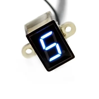 12V Digitálny LED Motocykel 0-6 Gear Indikátor je odolný voči Vode Páky Snímač Teploty Odpor - Modré Svetlo (Black) Pozícia
