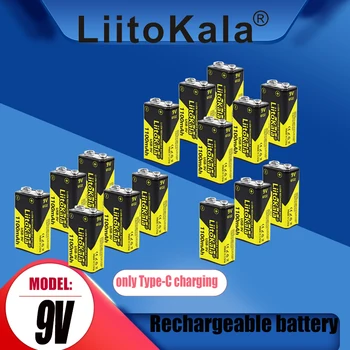 16PCS LiitoKala 9V 1100mAh li-ion Nabíjateľná batéria USB-9V lítium pre Multimeter Mikrofón Hračka na Diaľkové Ovládanie KTV použitie