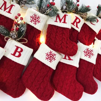 1pc Vianočné Pletenia Ponožiek A-Z Abecedy Vianočné Prívesok Ponožky Pre 2022 Navidad Home Party Dekorácie Noel Darčeky Dodávky