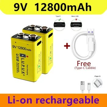 2023 9V 12800mAh Li-ion Batéria Micro USB Batérie 9V Lítium Pre Multimeter Mikrofón Hračka na Diaľkové Ovládanie KTV Použitie