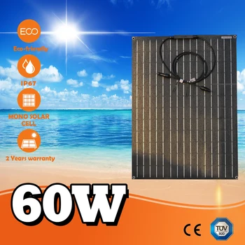 40W 50W 60W, Solárny Panel Monokryštalické Nepremokavé Off-Grid Nabíjačka pre Camping Stan, Auto, Loď RV Van
