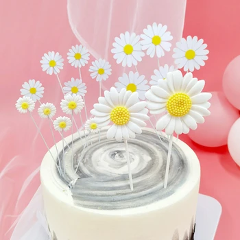 5set Daisy Tortu Vňaťou Multi Veľkosť Živice Kvet Mulčovače pre Dievča je Happy Birthday Party Cake Dekorácie Daisy Svadobné Dodanie