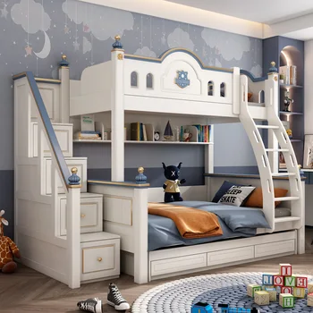 Americký manželská posteľ poschodová dreva posteľ Nordic detská poschodová posteľ z masívu posteľ dve výškovo nastaviteľné posteľ