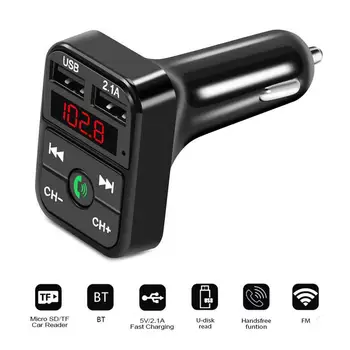 Auto Mp3 Bezdrôtové Handsfree Bluetooth Súprava do Auta FM TF Karty, LCD MP3 Prehrávač s dvomi USB 2.1 Auto Nabíjačka, Nabíjačka Telefónu