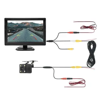 Auto parkovacia Kamera s 5 Palcový Monitor TFT LCD Digitálne 16:9 Displej 2 Spôsob Video Vstup Zadnej strane Parkovací Systém