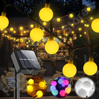 Camping Slnečné String Svetlá Vonkajšie 200 Led Crystal Svete Svetlá Nepremokavé Solárne Víla Svetlo pre Záhradné Vianočné Party Decor