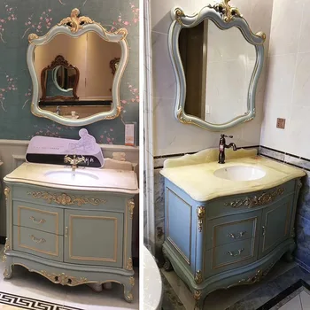 Európskom štýle kúpeľňa kabinetu dub kúpeľňa kabinetu umývadlo kúpeľňa svetlo luxusné umývadlo kombinácii masívneho dreva