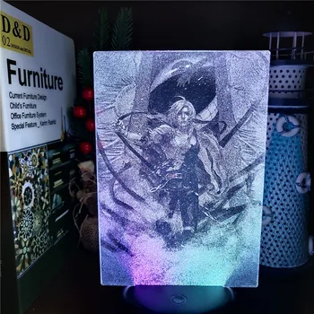 Fullmetal Alchemist Edward Elric 3d Lampa Anime Led Nočné Svetlo 7 Farieb Zmeniť Nočného Deti Spálňa Decor Lamparas Manga Darček