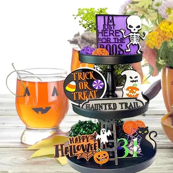 Halloween Viazané Zásobník Dekorácie 8pcs Cute Halloween Trik-alebo-Liečenie Duchovia, Čierne Mačky Dekor Deti Hocus Pocus Drevené Znamenia
