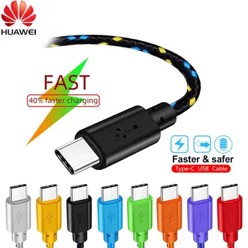 Huawei USB Typu C Kábel Nylon Rýchle Nabíjanie Dátový Kábel pre Samsung S10 Oneplus xiao Huawei Mobilný Telefón, Typ-c, USB-C Káble