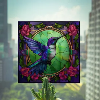 Kolibrík protizrážkové Výstražné Nálepky, Farbu 3D Elektrostatické okenného Skla Nálepky Vymeniteľné Samolepky Dieťa Samolepky