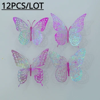 Laserové 3D Butterfly Butterfly Stenu Dekor Zlatý Motýľ, Dekorácie pre Butterfly Narodeniny