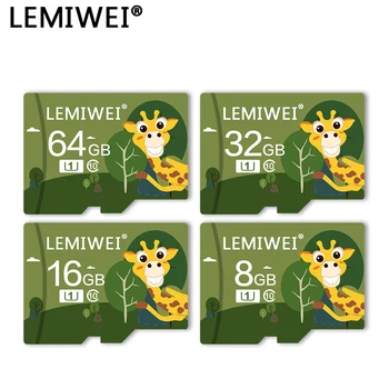 Lemiwei Pamäťová Karta 32GB 64GB Class 10 Vysokej Rýchlosti Roztomilý Žirafa TF Flash Karty 16 GB 8 GB U1 TF karta Pre Smartphone