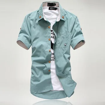 Letné krátke puzdre tričko trendy pánske kórejský slim malé farebné pol puzdre tričko pánske palcový ropa oblečenie košele pre mužov