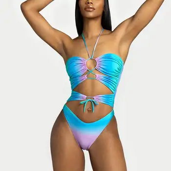 Letné Plážové Oblečenie Nové Sexy Jeden Kus Vyhovuje Gradient Farba Bikiny, Plavky, Brazília Plavky Ženy, Plus Veľkosti Plaviek