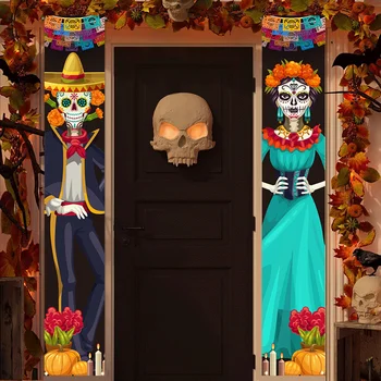 Mexické Deň Mŕtvych Strany Pitvora Prihlásiť Halloween Zavesenie Dverí Záves Banner Picado Abstraktných Mexickej Fiesta Prihlásiť Party Dekorácie