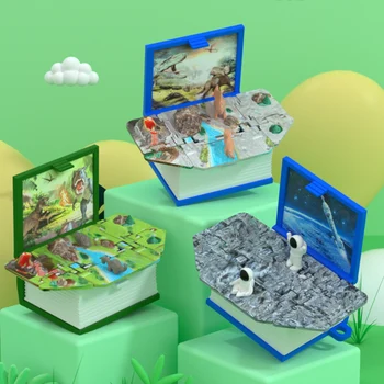 Mini 3d knihy keychain hračky pre deti,Zelená,Chlapci Dievčatá 3D knihy pop-up Mini Dinosaurov Hračky,Roztomilý Keychains pre Kľúče od auta,Dinosaurus