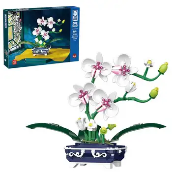 Mini Orchidea Črepníkové Rastliny Simulácia Kvet Stavebné Bloky Priateľmi Orchidea Tehly 574PCS Dom Dekorácie, Hračky Pre Deti, Darčeky