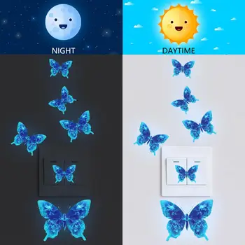 Motýľ Nálepky Motýľ nástenná maľba Nálepky Žiarivé Svetelné Motýľ Samolepky na Stenu Nádherné Dekorácie pre Domov Okno Strany
