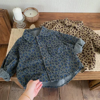 Na Jeseň Roku 2023 Módne Deti Tričko Chlapčenské Oblečenie S Dlhým Rukávom Leopard Tlač, Blúzky