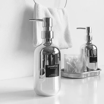 Nordic Elektrolyticky Pokrývajú Striebro Sprchový Gél Plnené Šampón Stlačte Fľašu Hand Sanitizer Fľaškové Kúpeľňa Hotel