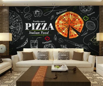 Prispôsobiť nejaká veľká nástenná maľba ručne maľované tabuli pizza shop stravovanie priečelí pozadí dekorácie 3D tapety