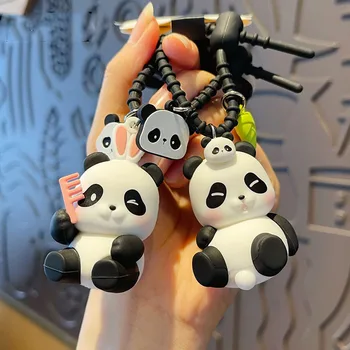 Roztomilá Panda Bábika z PVC Keychains Cartoon Charms Zvierat Tlačidlo Krúžky Pre Chlapca Dievčatá Strana Darčeky Pár Batoh Kľúč, Držiak na Príslušenstvo