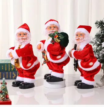 Santa Claus Bábika Vianočné Elektrické Hudobné Hip Tanec Hračky A Bábiky Strany, Vianočné Dekorácie, Darčeky, Ozdoby pre Deti