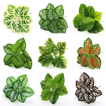 Umelé Rastliny Nie Vysušiť Non-vyblednutiu Jednoduchá Starostlivosť Dekorácie DIY Korytnačka Späť Leaf Falošné Zelených Rastlín Črepníkové Ozdoby