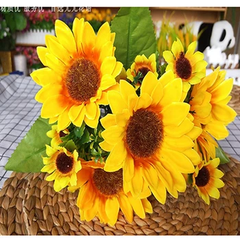 Umelé Žlté Slnečnice Plastové Kvet Umelý Falošné Kytice Simulácia Malé Slnečnice Strany, Kytice, Dekorácie