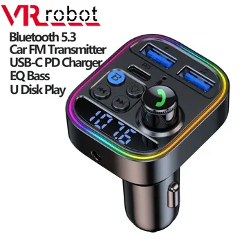 VR robot EQ Auta, FM Vysielačom Bluetooth 5.3 MP3 Prehrávač Hudby, 3,5 MM Aux Bezdrôtovú Automobilovú Súpravu s 30W PD Rýchle Nabitie U Diskov hrať